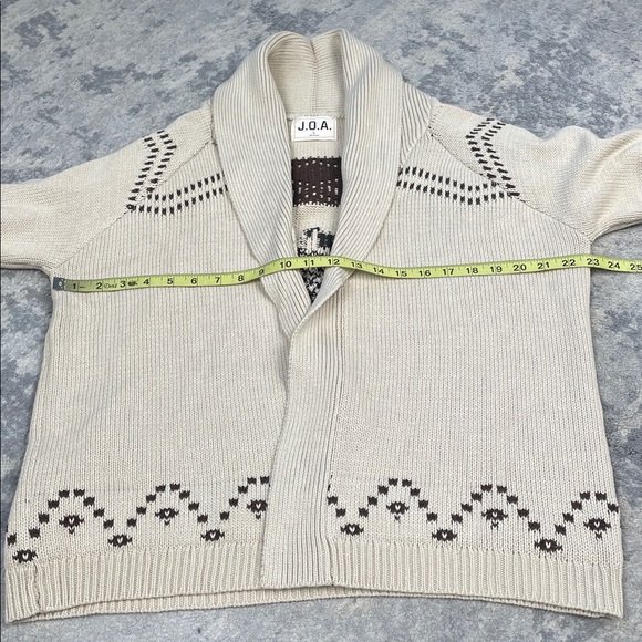 JOA Beige Horse Jacquard Shawl Knit Cardigan Sweater Western Country Sz L - Picture 8 of 13